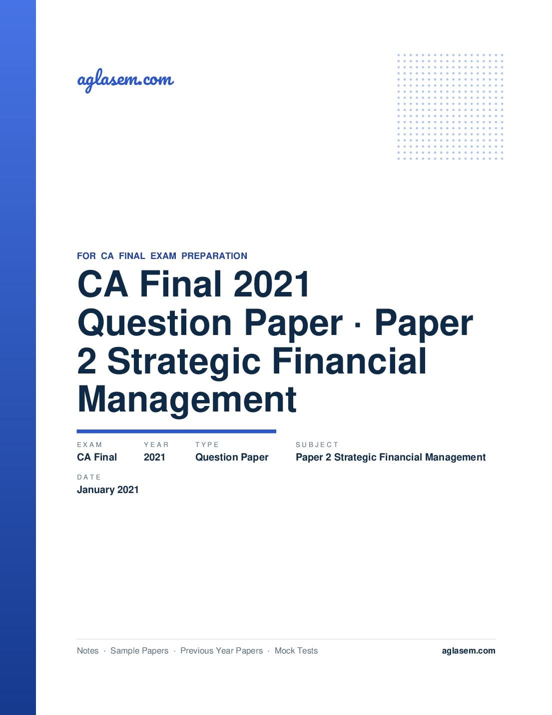 CA Final January 2021 Question Paper Paper 2 Strategic Financial Management - Page 1 of 13