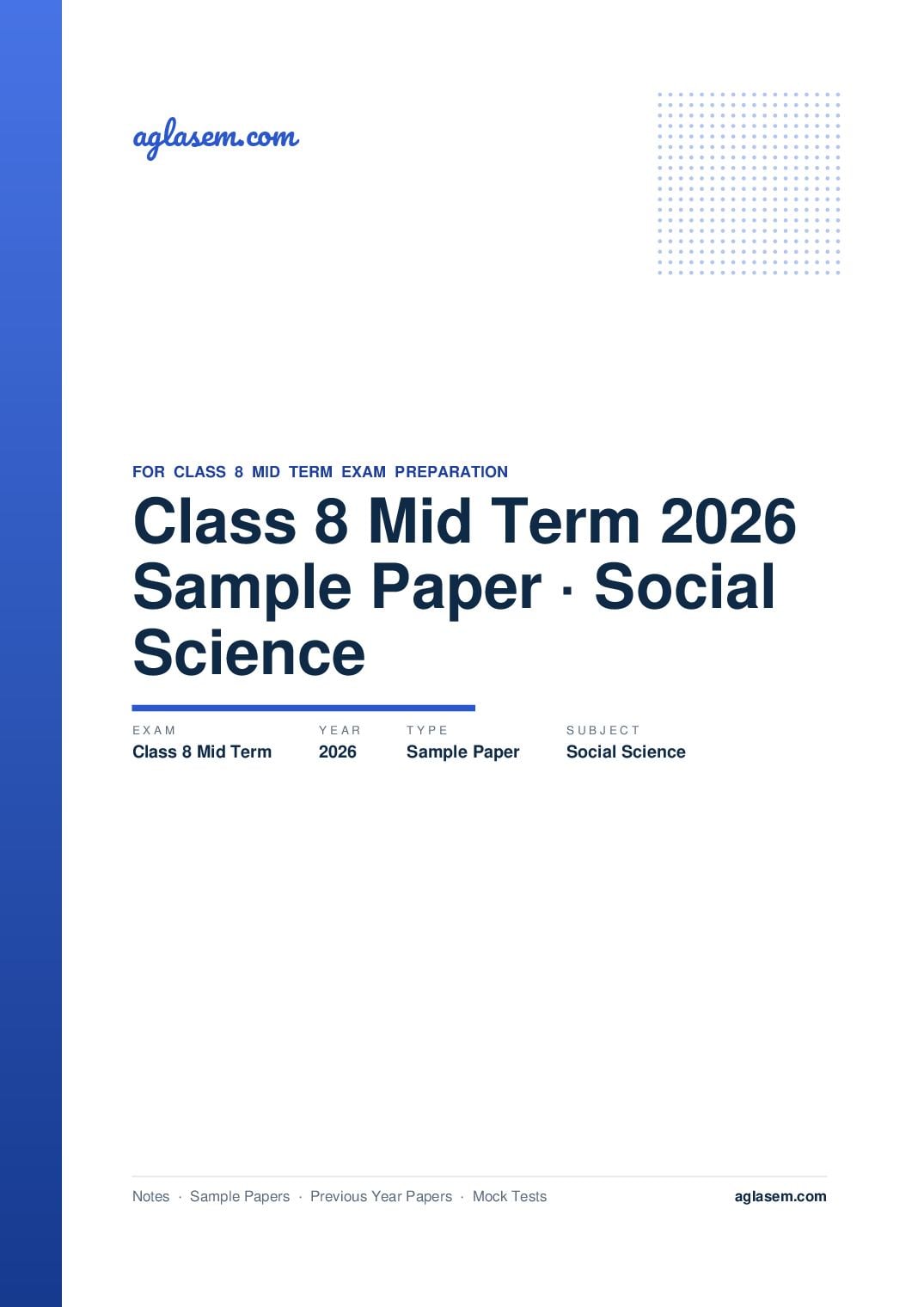Class 8 Mid Term Sample Paper 2026 Social Science - Page 1 of 17