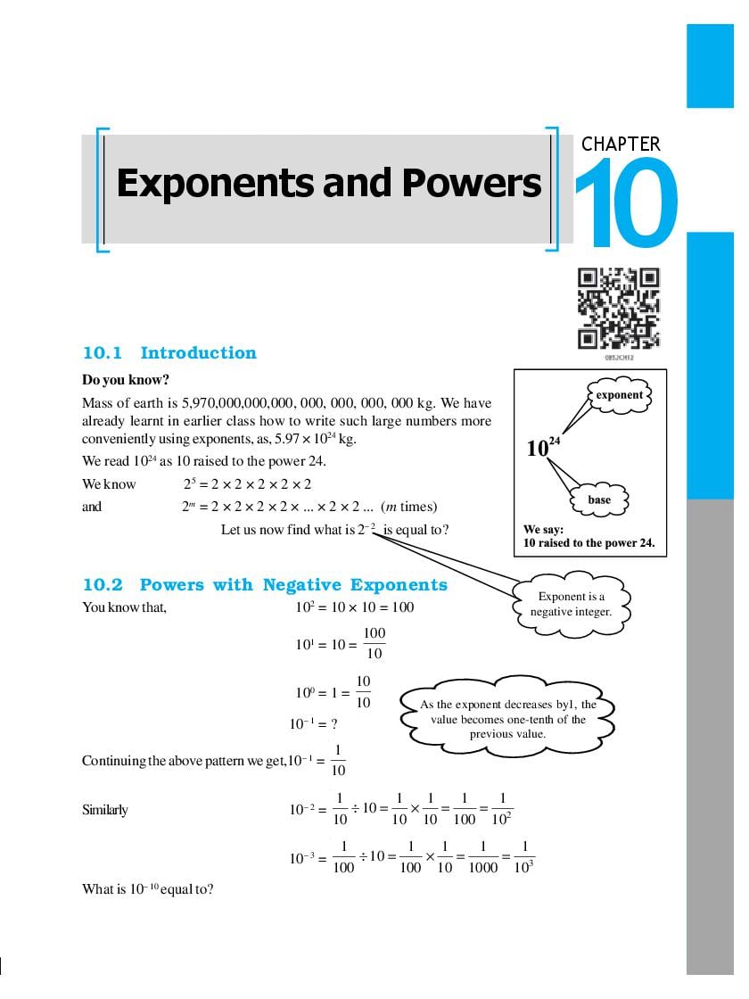 NCERT Book Class 8 Maths Chapter 10 Exponents and Powers - Page 1