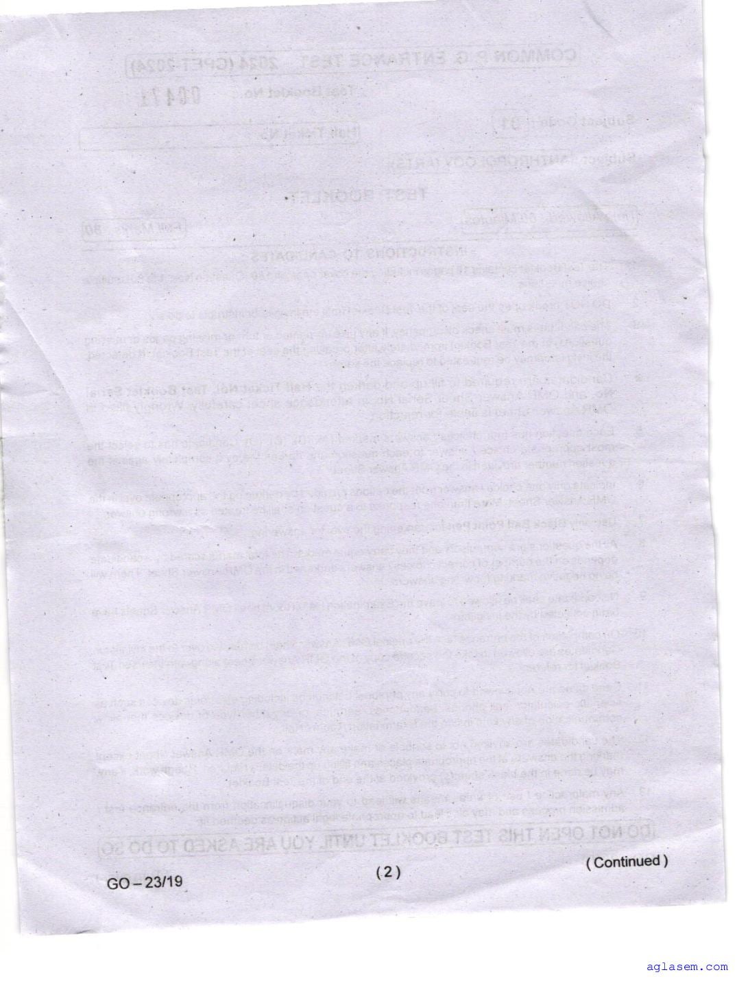 Odisha CPET 2024 Question Paper PDF (Subject-wise, 38 Papers)