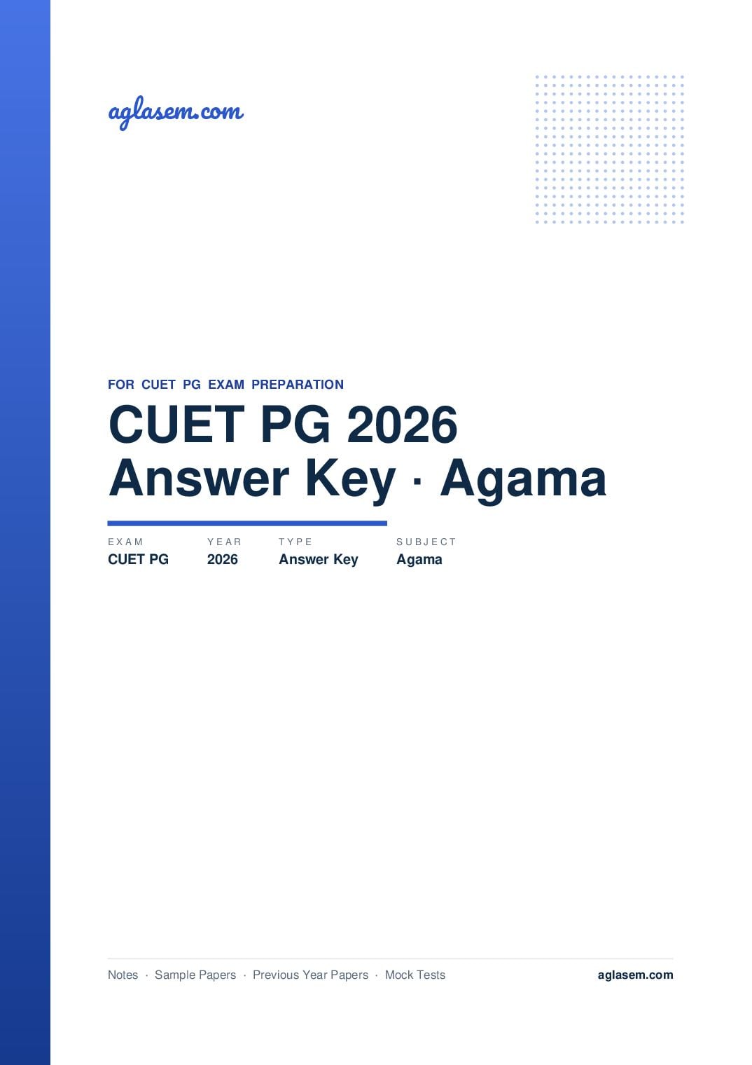 CUET PG 2026 Answer Key Agama - Page 1 of 2
