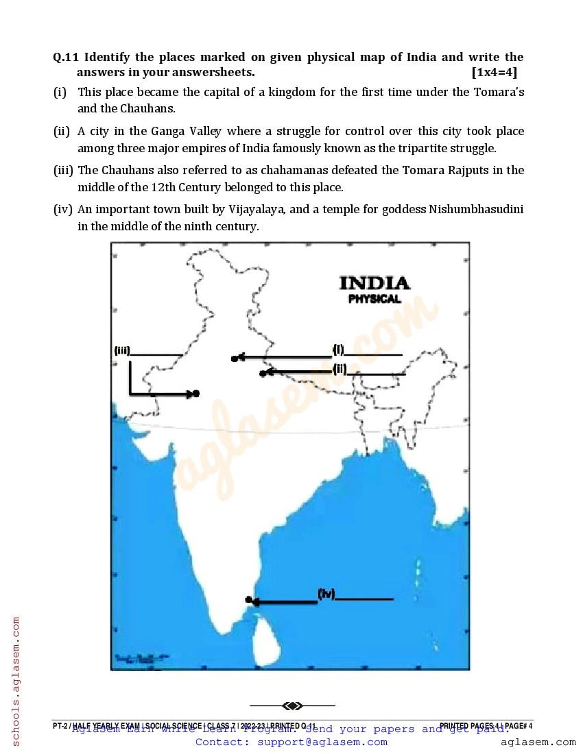 Class 7 Social Science Half Yearly Question Paper 2024 | Download 7th ...