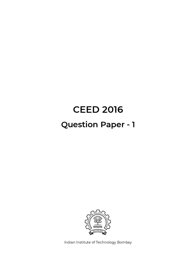 CEED 2016 Question Paper - Page 1