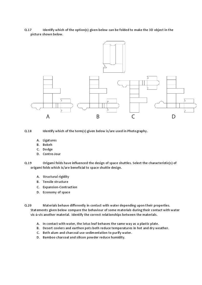 CEED 2016 Question Paper PDF (Paper 1 and Paper 2)