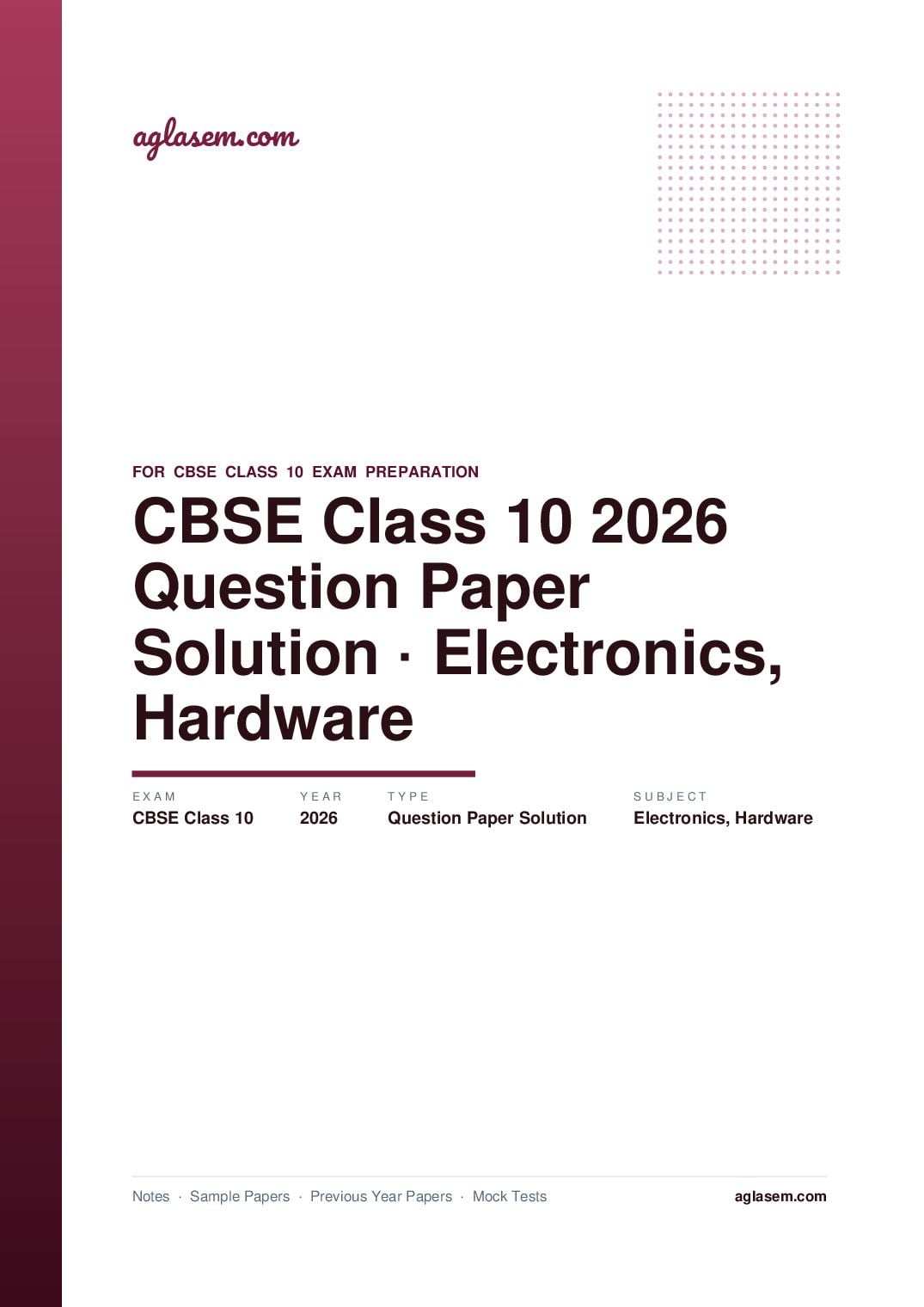 CBSE Class 10 Question Paper 2026 Solution Electronics & Hardware - Page 1 of 9