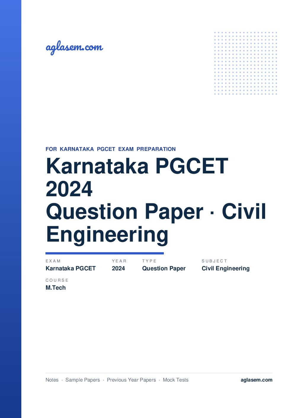 Karnataka PGCET 2024 Question Paper M.Tech Civil Engineering - Page 1 of 25