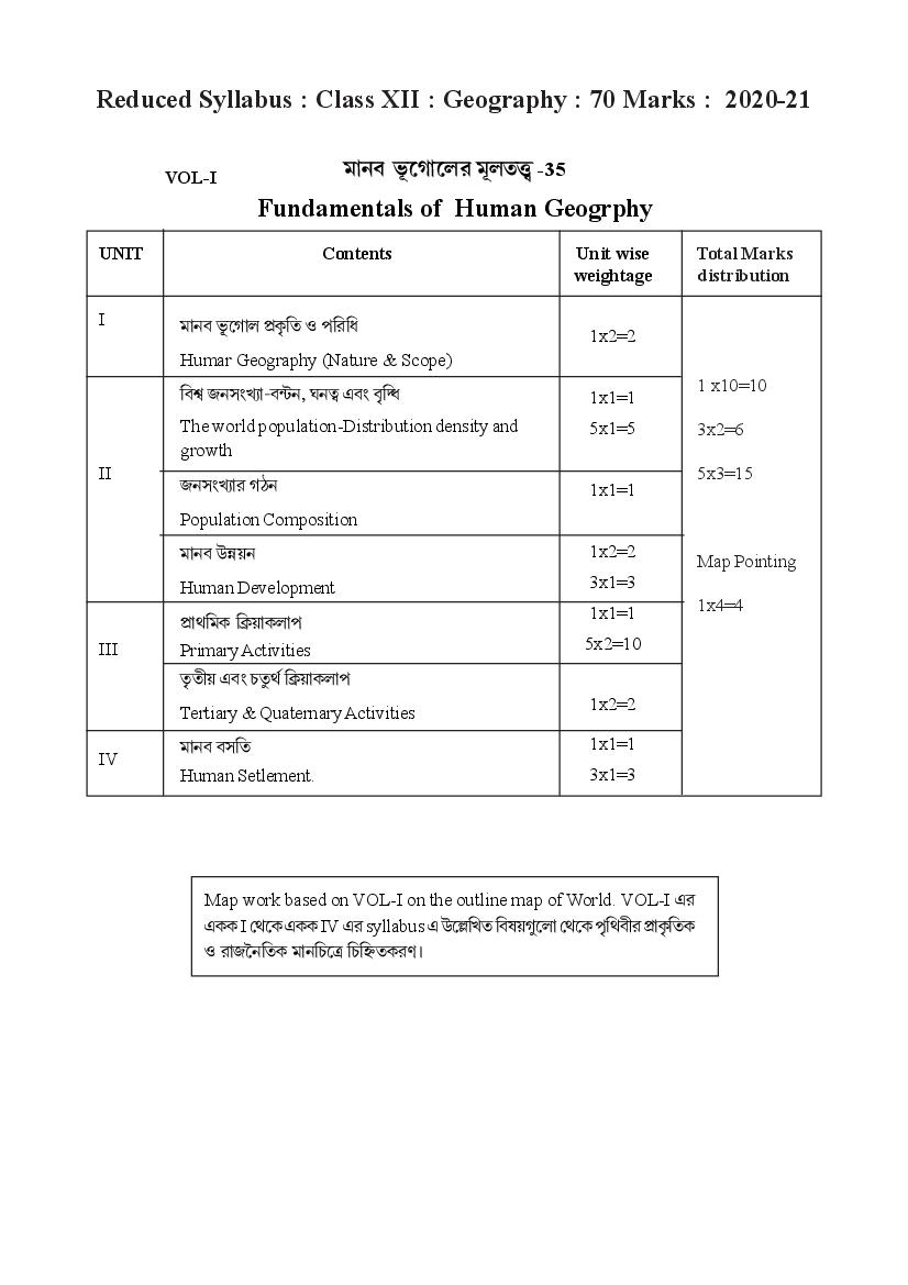 TBSE Class 12 Syllabus 2021 Geography - Page 1