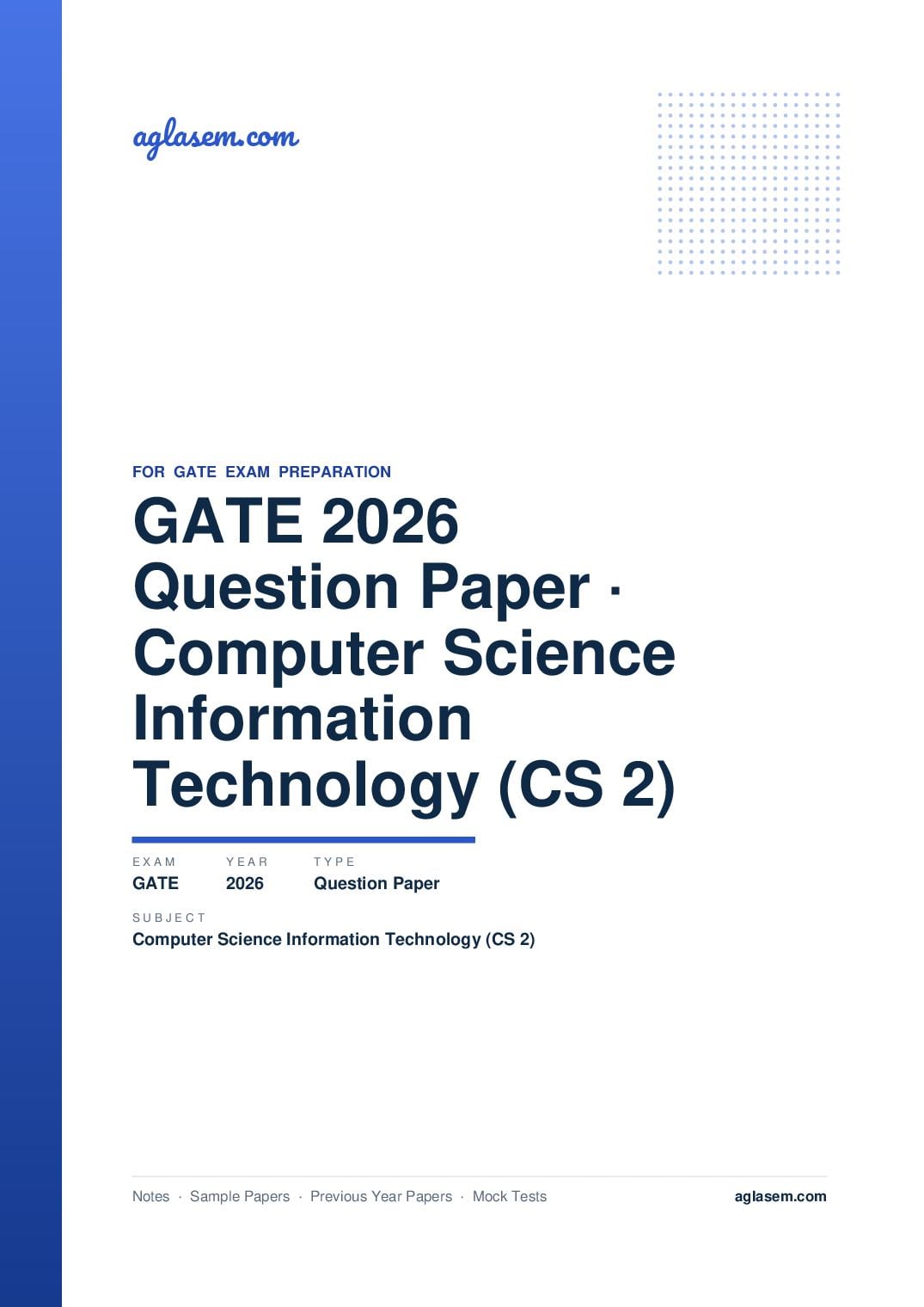 GATE 2026 Question Paper Computer Science and Information Technology (CS-2) - Page 1 of 43