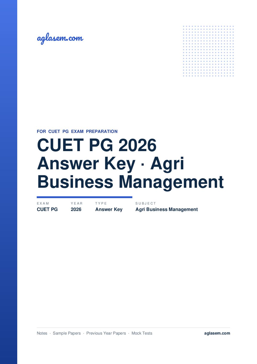 CUET PG 2026 Answer Key Agri-Business Management - Page 1 of 2
