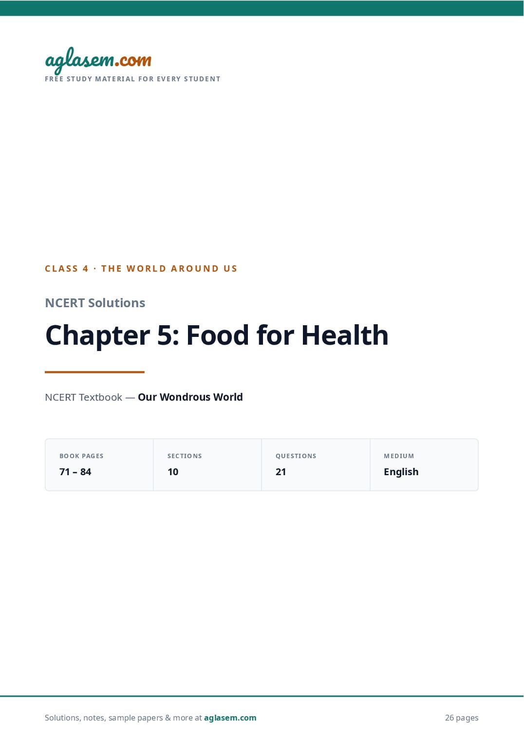 NCERT Solutions Class 4 The World Around Us Chapter 5 Food for Health - Page 1 of 27