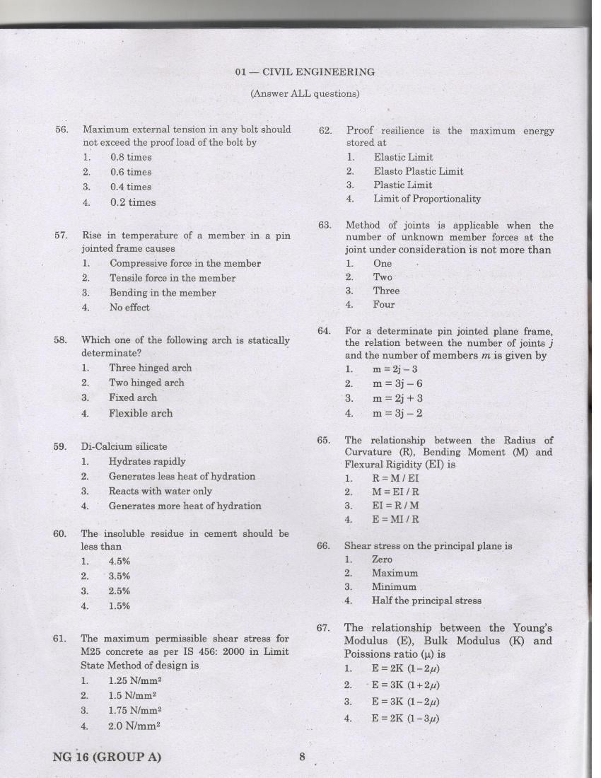 TANCET 2016 Question Paper for Civil Engineering - Page 1