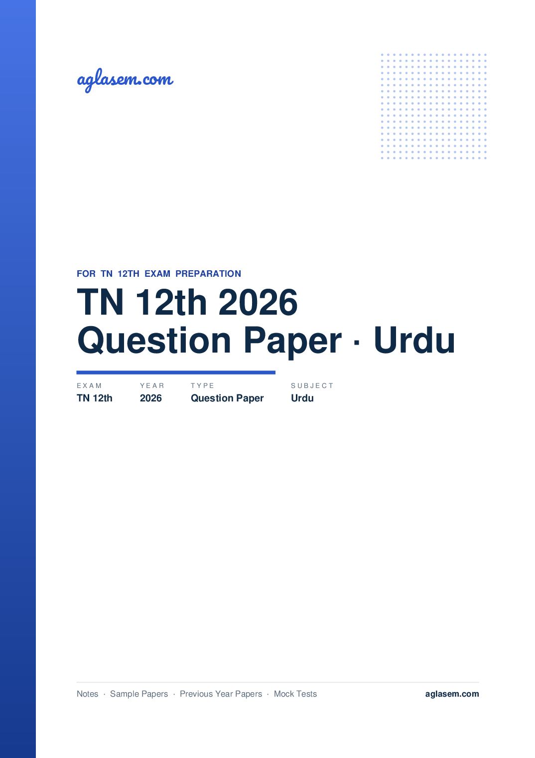 TN 12th Question Paper 2026 Urdu - Page 1 of 8