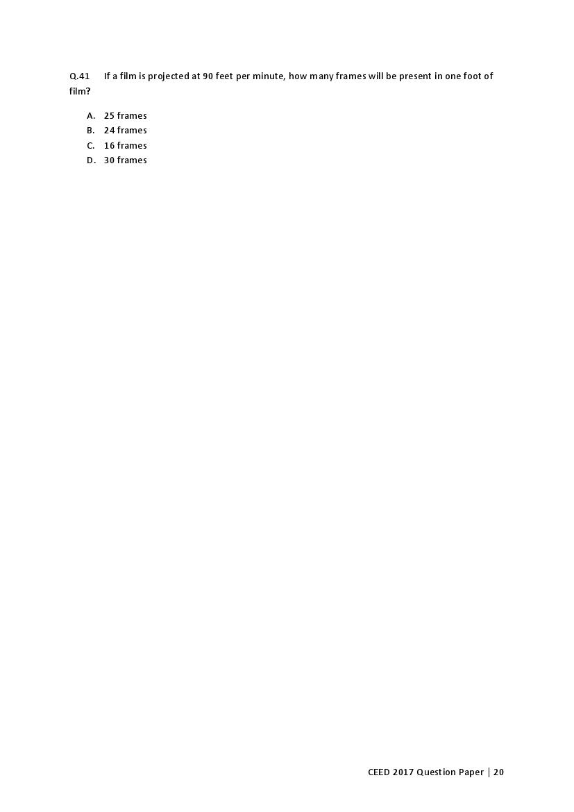 CEED 2017 Question Paper PDF (Official, Part A and Part B)