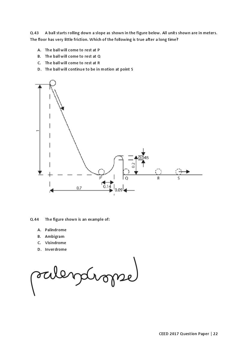 CEED 2017 Question Paper PDF (Official, Part A and Part B)