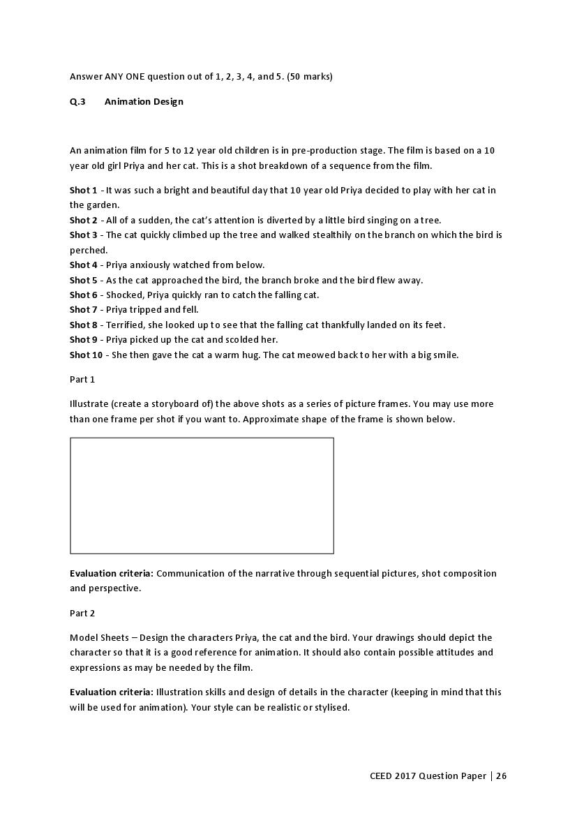 CEED 2017 Question Paper PDF (Official, Part A and Part B)