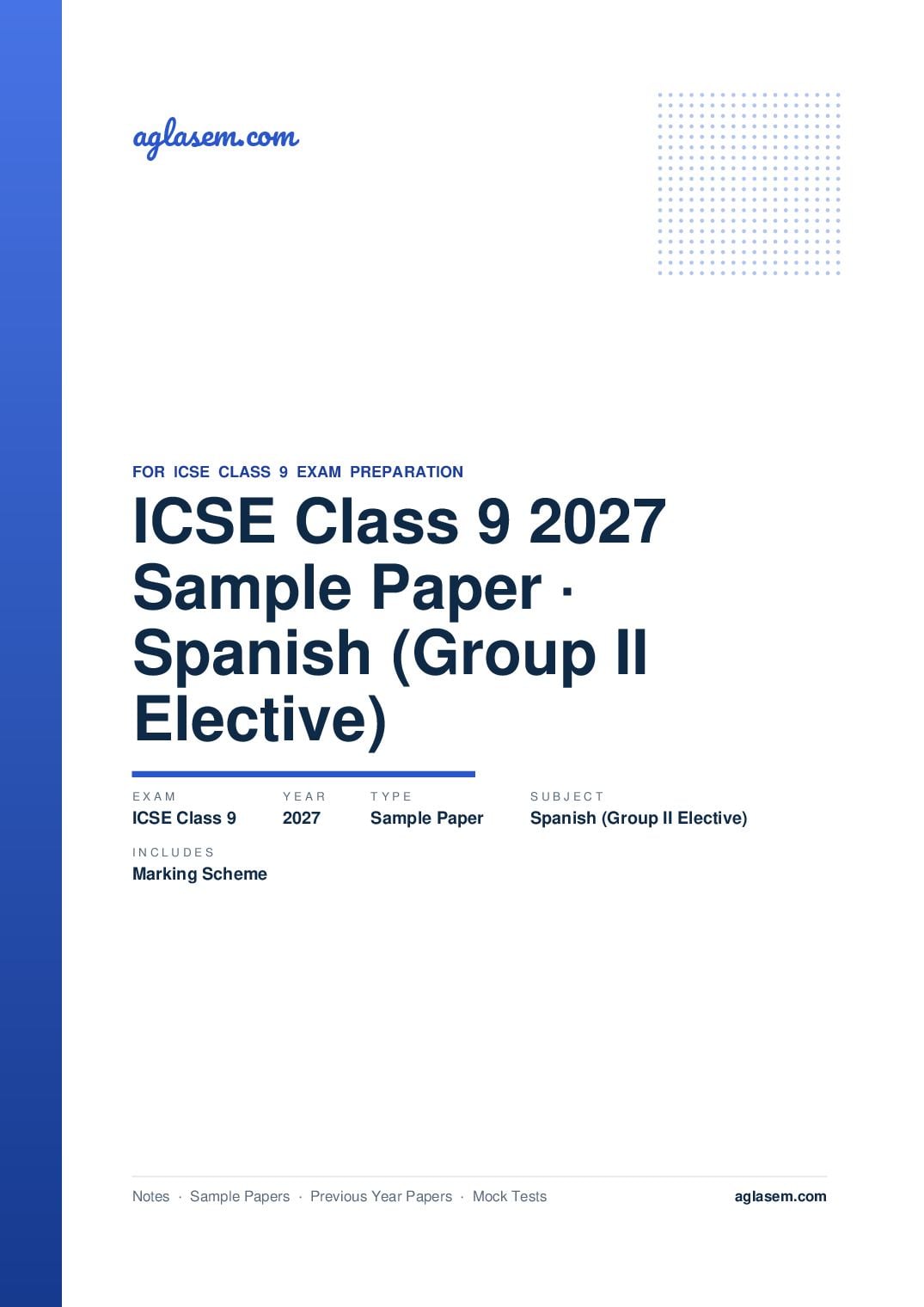 ICSE Class 9 Sample Paper 2027 Spanish (Group II Elective) - Page 1 of 17