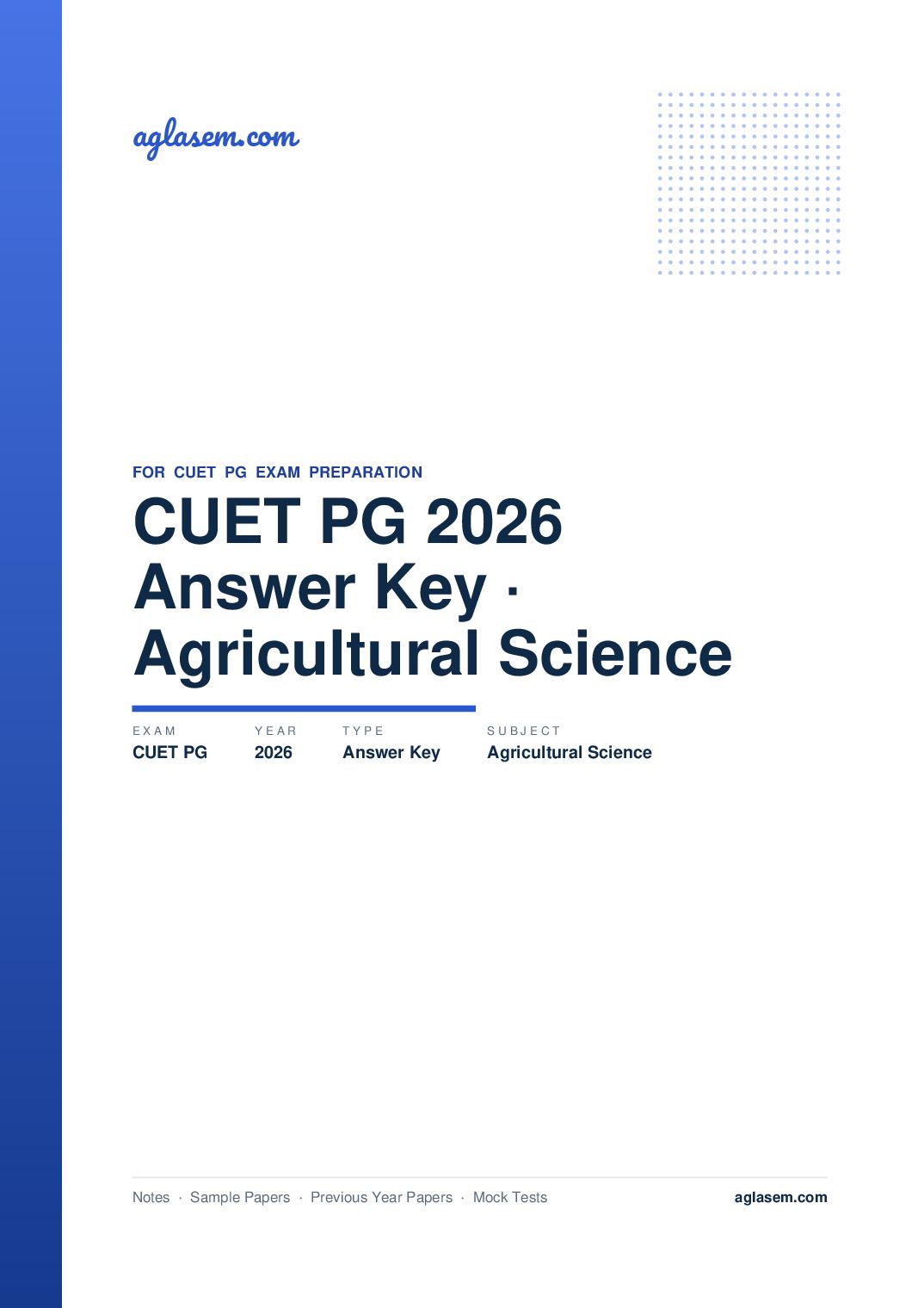 CUET PG 2026 Answer Key Agricultural Science - Page 1 of 3