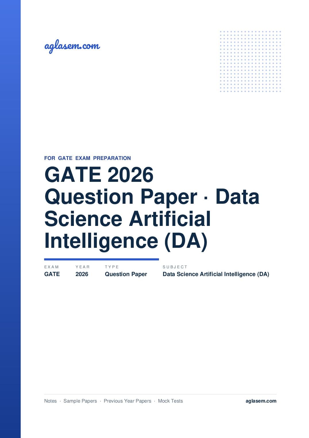 GATE 2026 Question Paper Data Science and Artificial Intelligence (DA) - Page 1 of 40