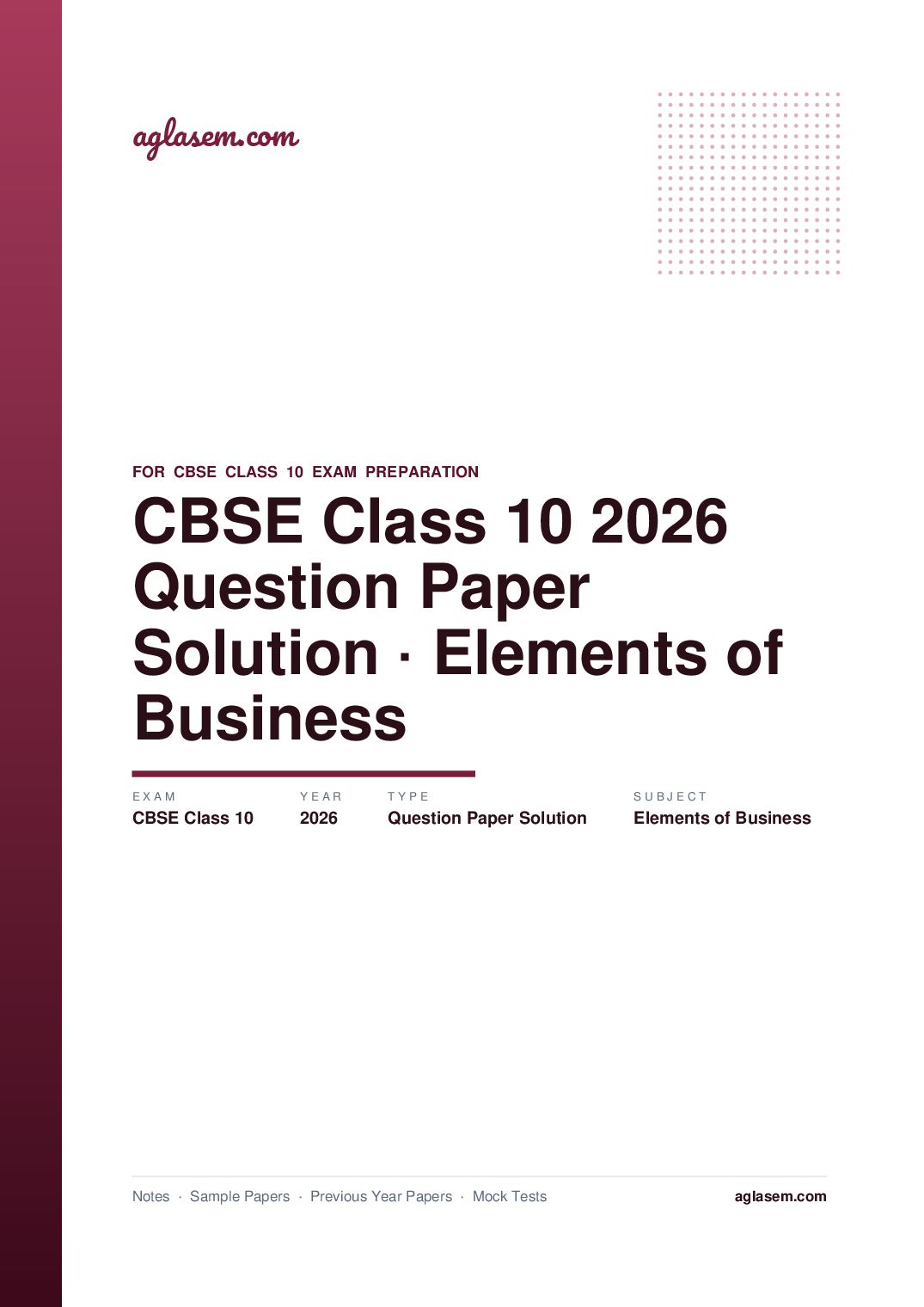 CBSE Class 10 Question Paper 2026 Solution Elements of Business - Page 1 of 7