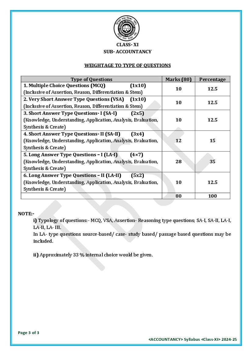 TBSE Class 11 Accountancy Syllabus 2025 (PDF) – Tripura Board Syllabus for 11th Accountancy