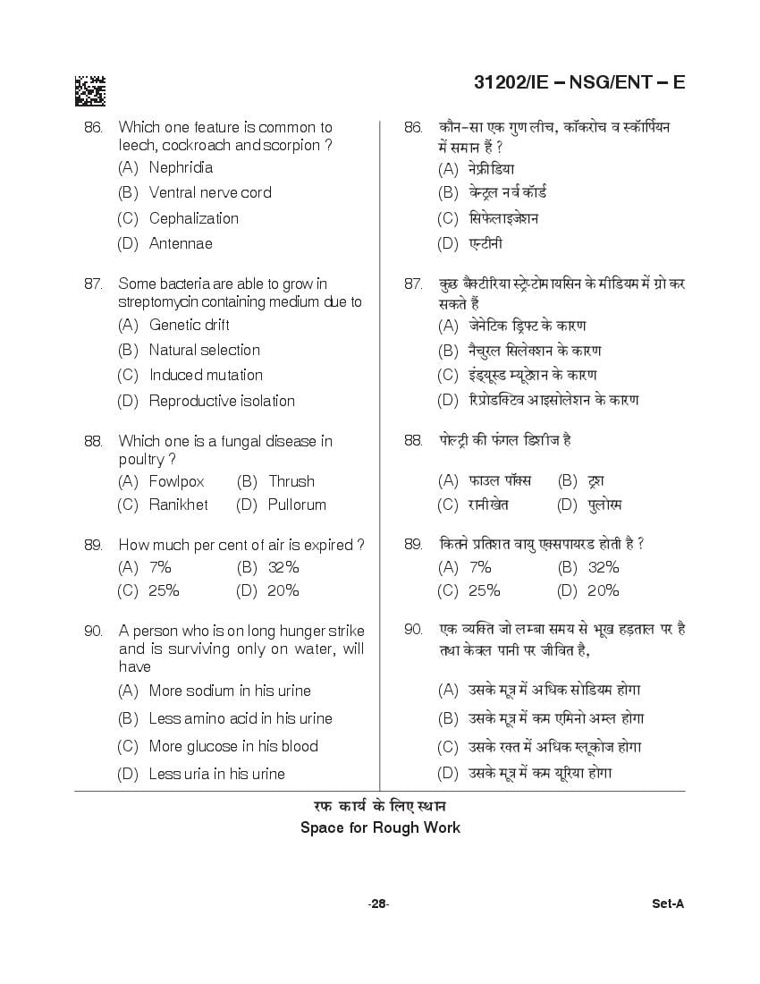 CG B.Sc Nursing 2021 Question Paper PDF with Final Answer Key