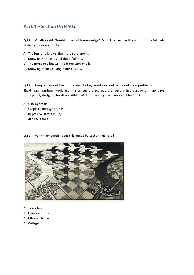 CEED 2018 Question Paper PDF (Official, Part A and Part B)