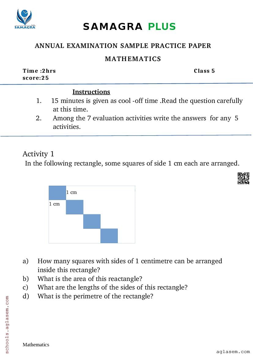 Kerala 5th Class Maths Model Paper 2025 (PDF) - Kerala Class 5 Maths ...
