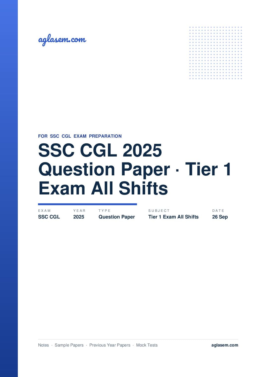 SSC CGL 2025 Question Paper Tier 1 Exam 26 Sep All Shifts - Page 1 of 65