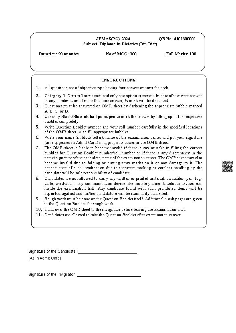JEMAS PG 2024 Question Paper PDF with Final Answer Keys