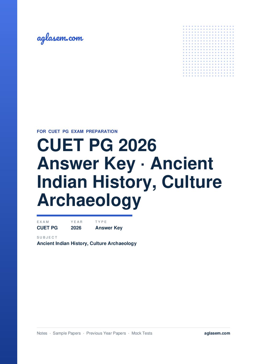 CUET PG 2026 Answer Key Ancient Indian History, Culture and Archaeology - Page 1 of 2