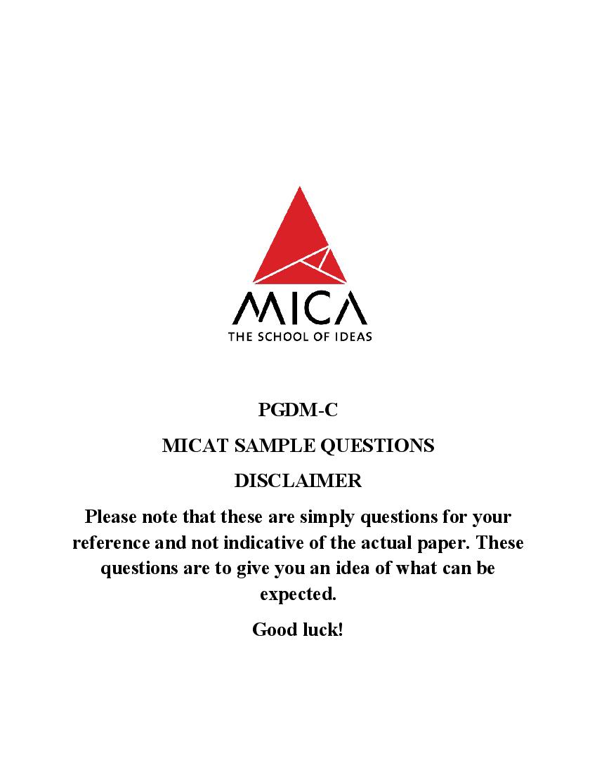 MICAT Sample Paper 1 - Page 1