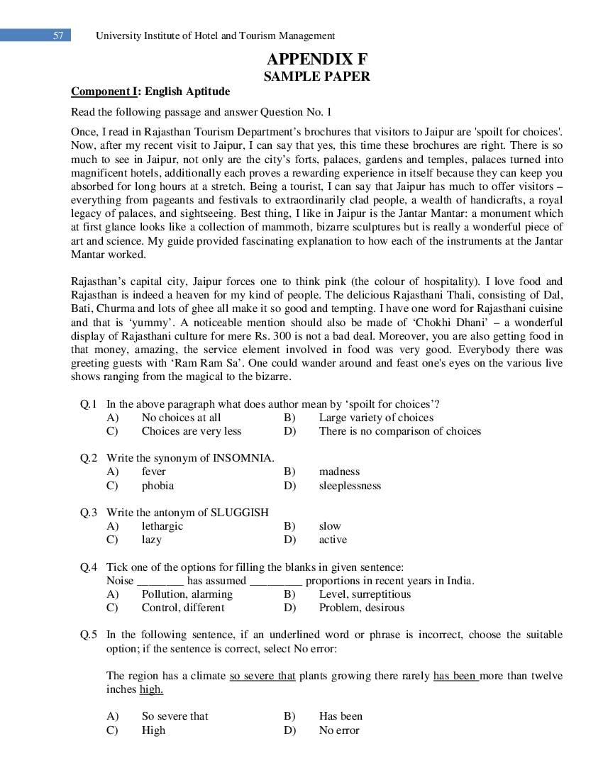 PUTHAT 2023 Sample Paper - Page 1