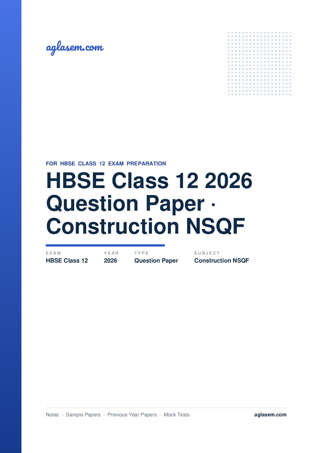 HBSE Class 12 Question Paper 2026 Construction NSQF - Page 1 of 9