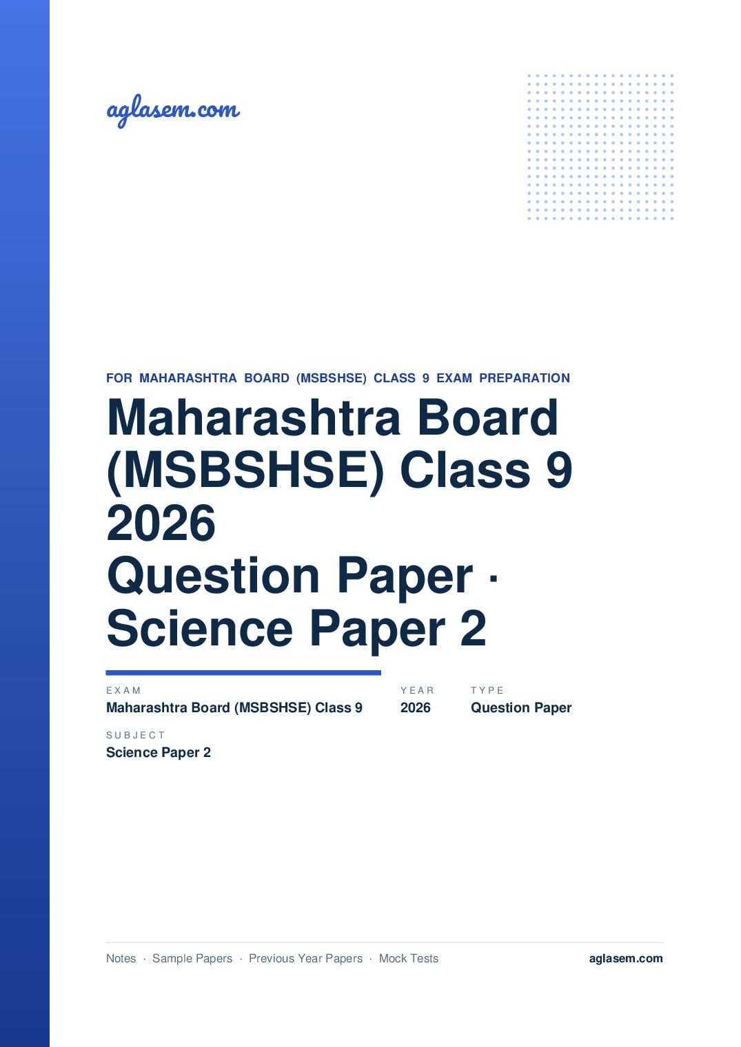 MH 9th Question Paper 2026 Science Paper 2 - Page 1 of 5