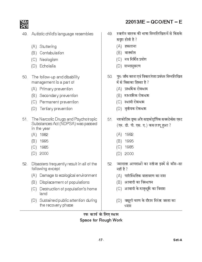 CG Post Basic B.Sc Nursing 2021 Question Paper PDF with Answer Key