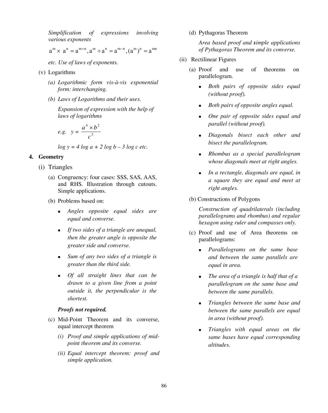 ICSE Mathematics Syllabus 2020 - 2021 for Class 9, Class 10 | AglaSem ...