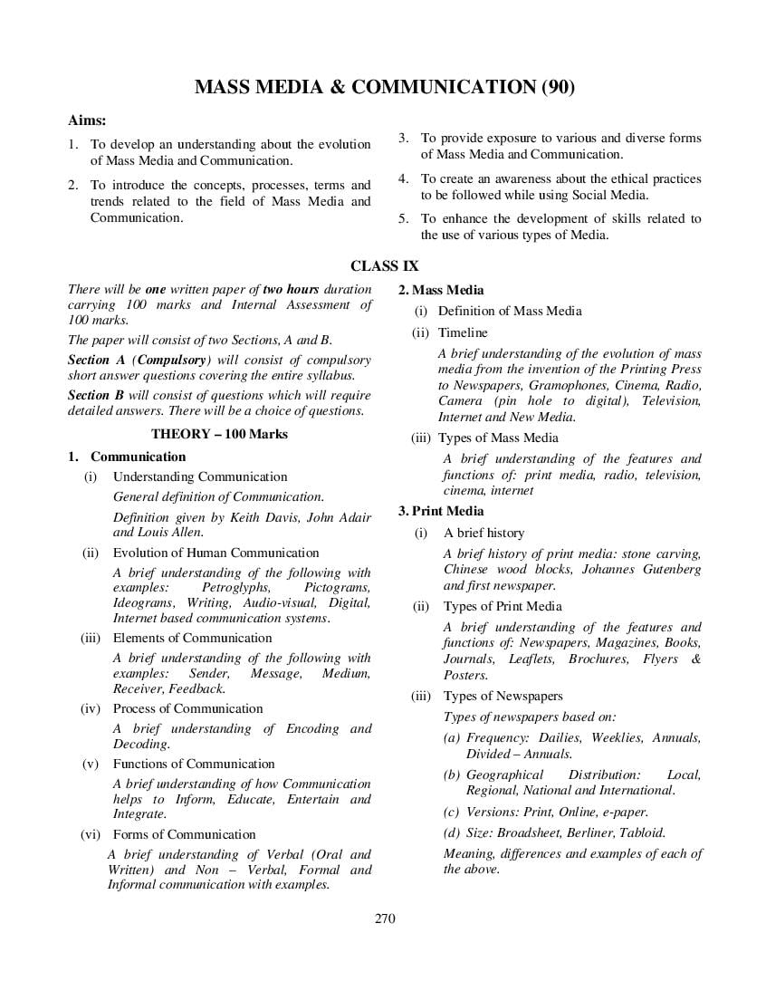 icse-class-10-syllabus-2023-mass-media-and-communication