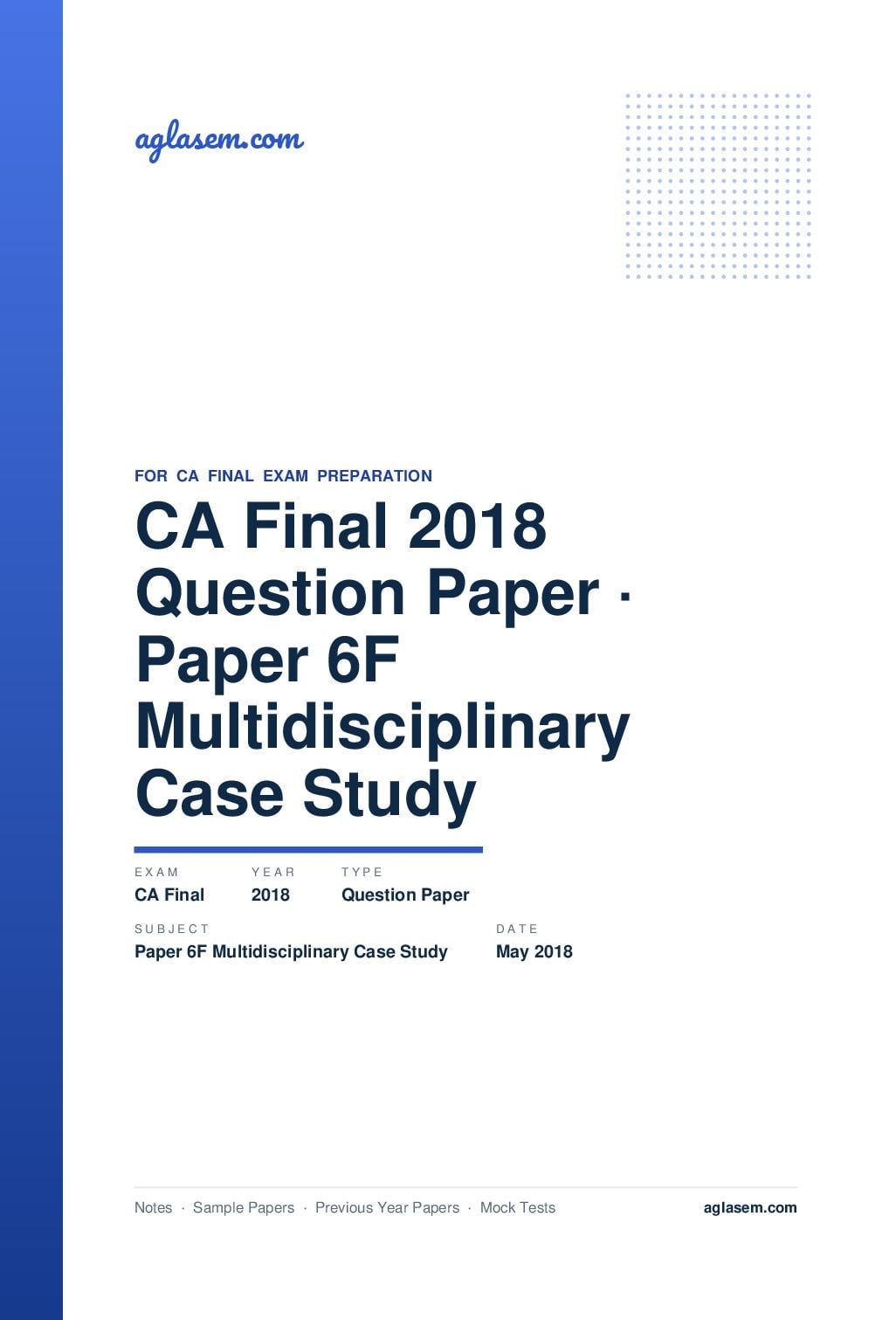 CA Final May 2018 Question Paper Paper 6F Multidisciplinary Case Study - Page 1 of 32
