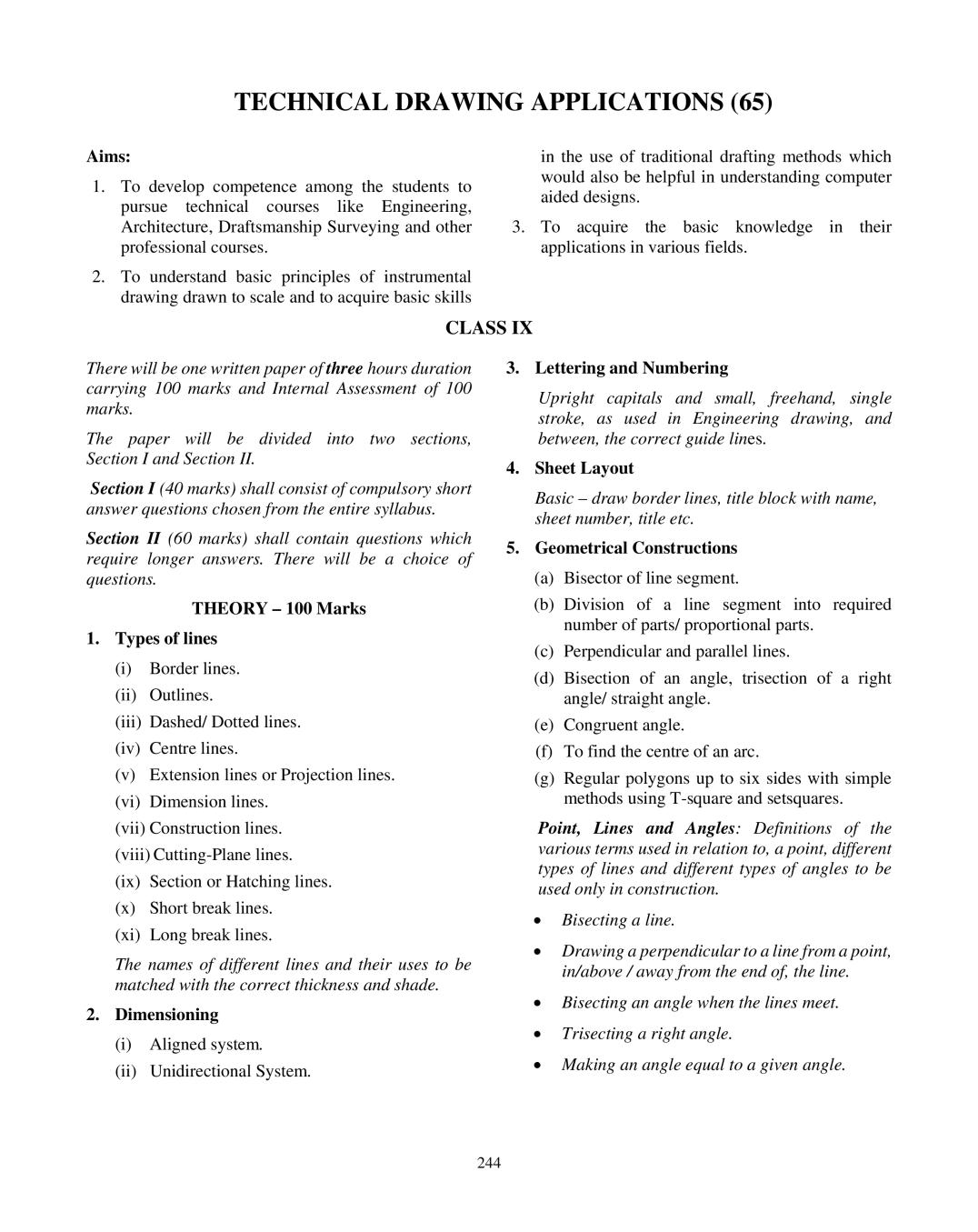 ICSE Class 10 Technical Drawing Applications Syllabus 2021 - Page 1