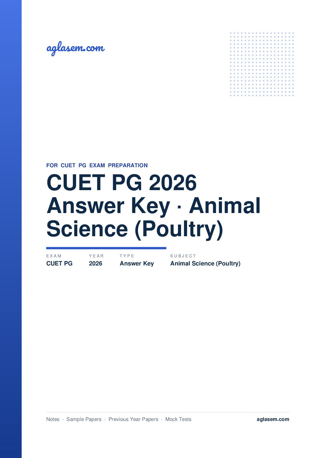 CUET PG 2026 Answer Key Animal Science (Poultry) - Page 1 of 2