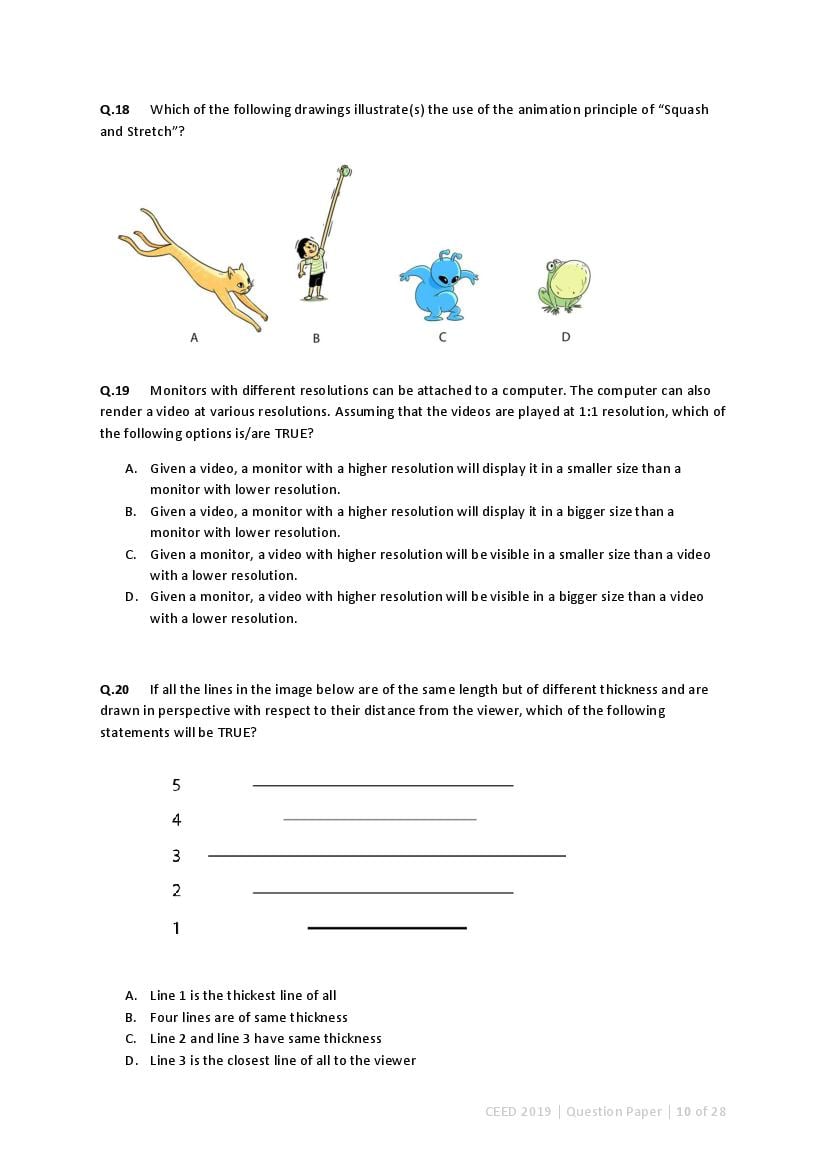 CEED 2019 Question Paper and Final Answer Key PDF