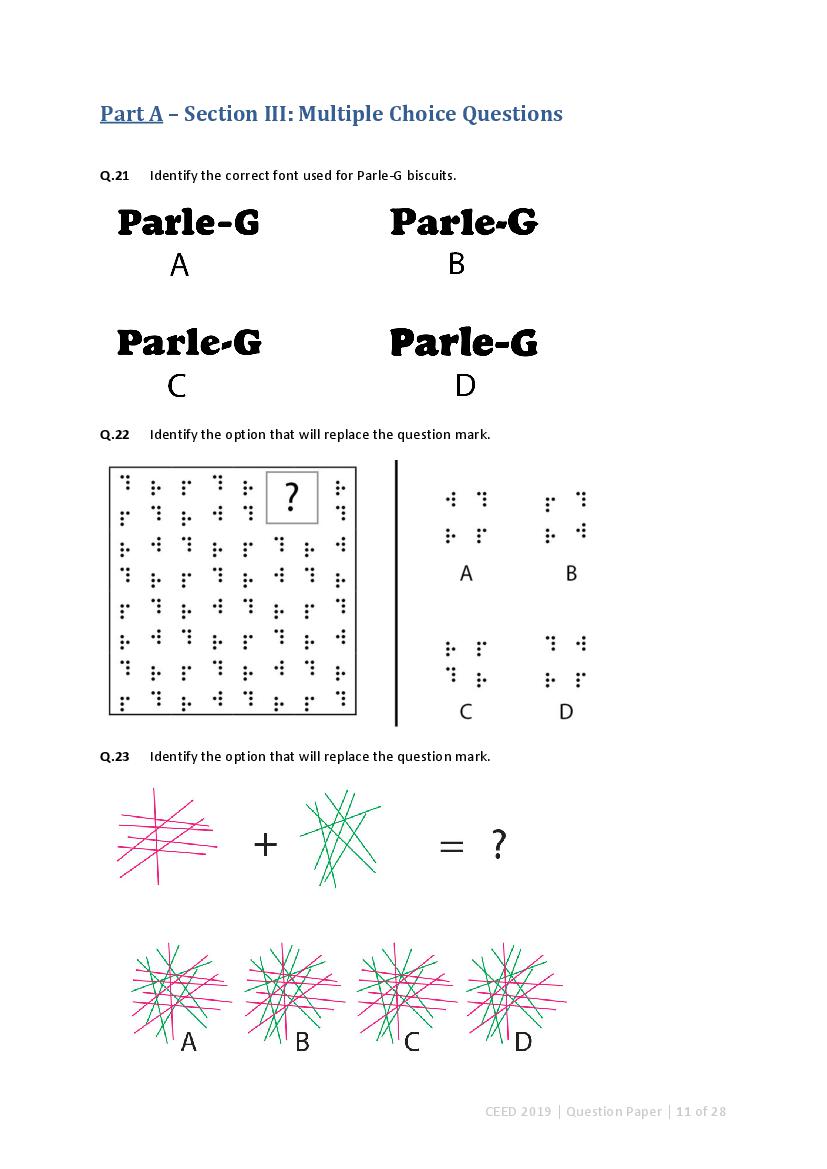 CEED 2019 Question Paper and Final Answer Key PDF