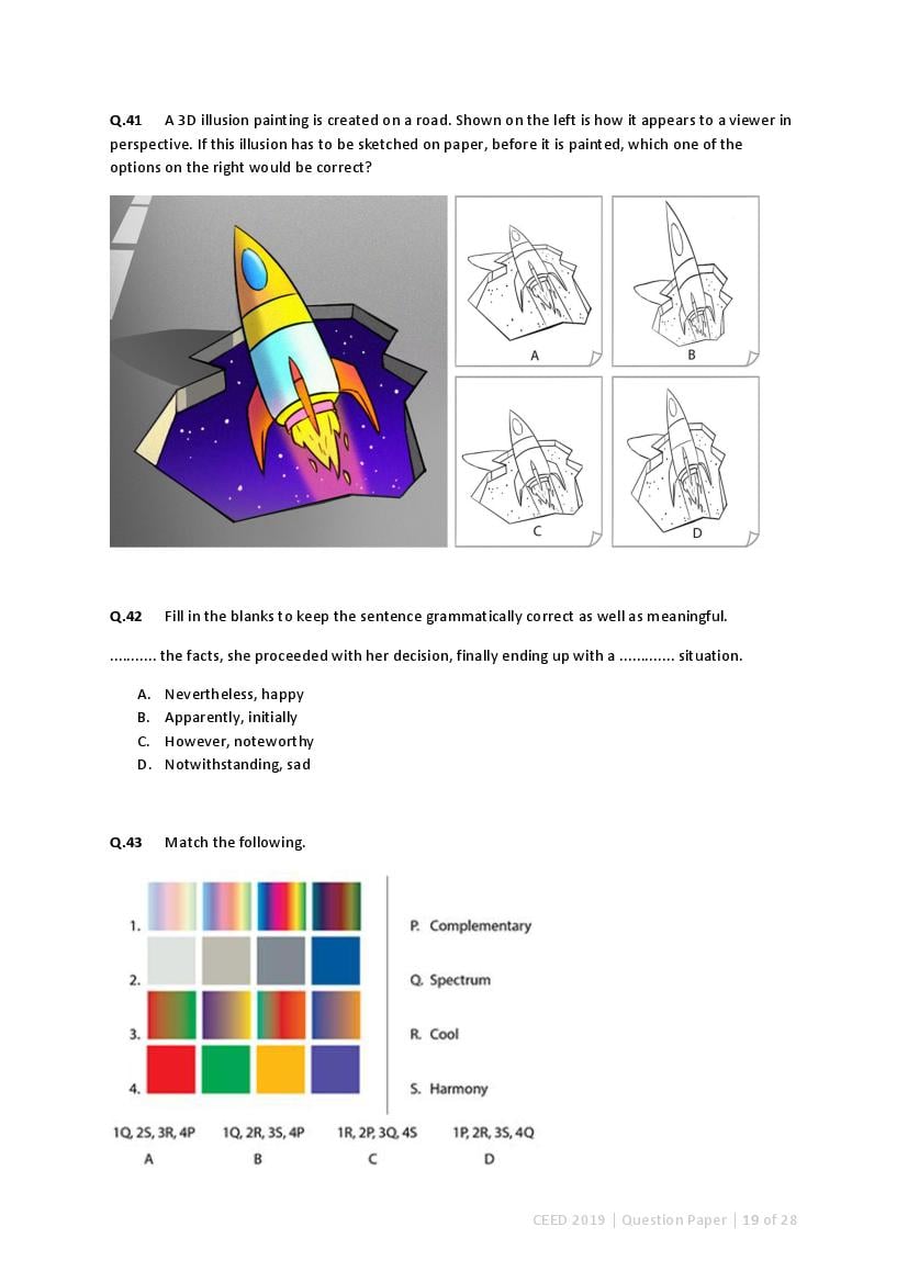 CEED 2019 Question Paper and Final Answer Key PDF