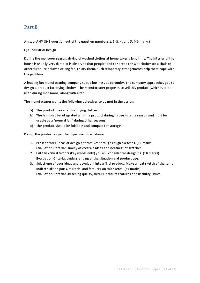 CEED 2019 Question Paper and Final Answer Key PDF