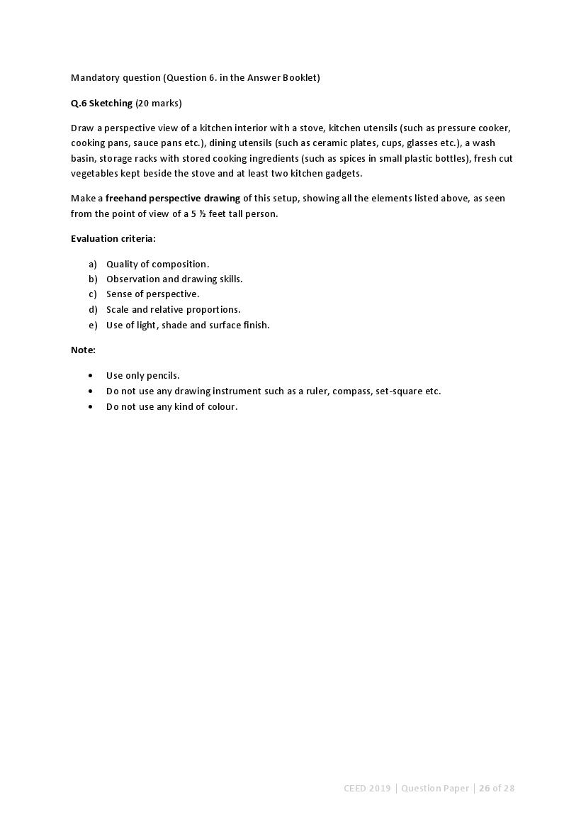 CEED 2019 Question Paper and Final Answer Key PDF
