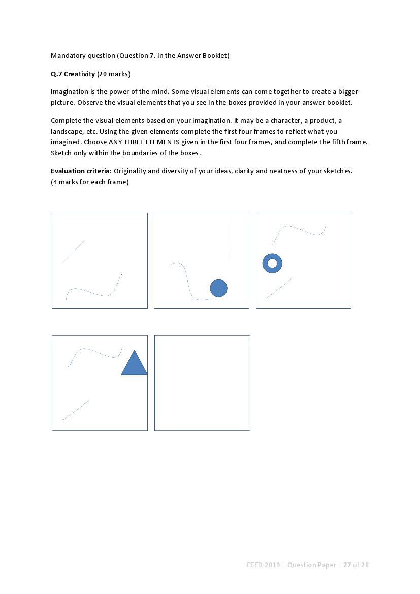 CEED 2019 Question Paper and Final Answer Key PDF