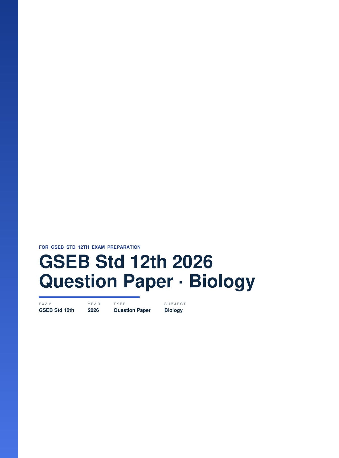 GSEB Std 12th Question Paper 2026 Biology - Page 1 of 19