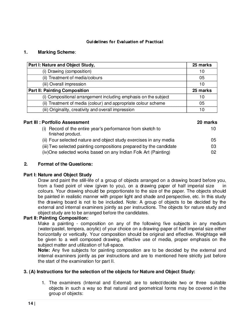 CBSE Class 12 Syllabus 2022-23 Fine Arts - Term 1, Term 2