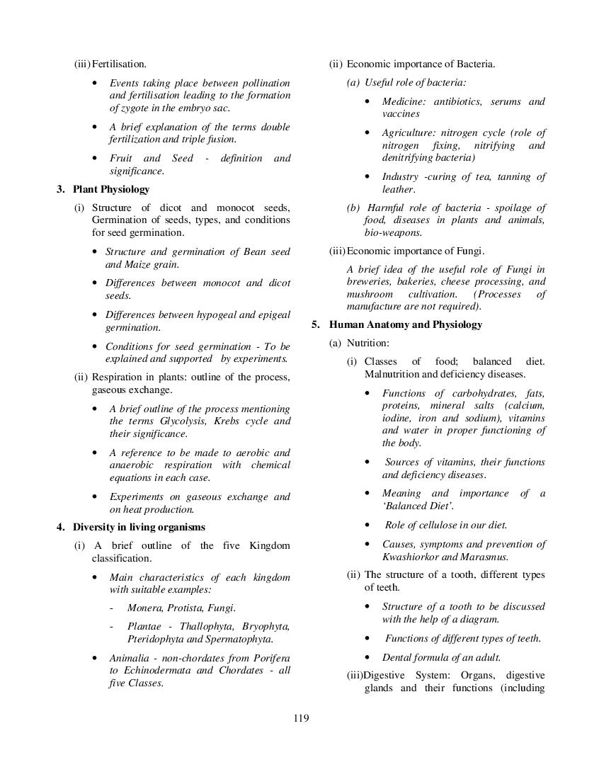ICSE Biology Syllabus 2024 PDF CISCE Class 10 9 Syllabus Biology 