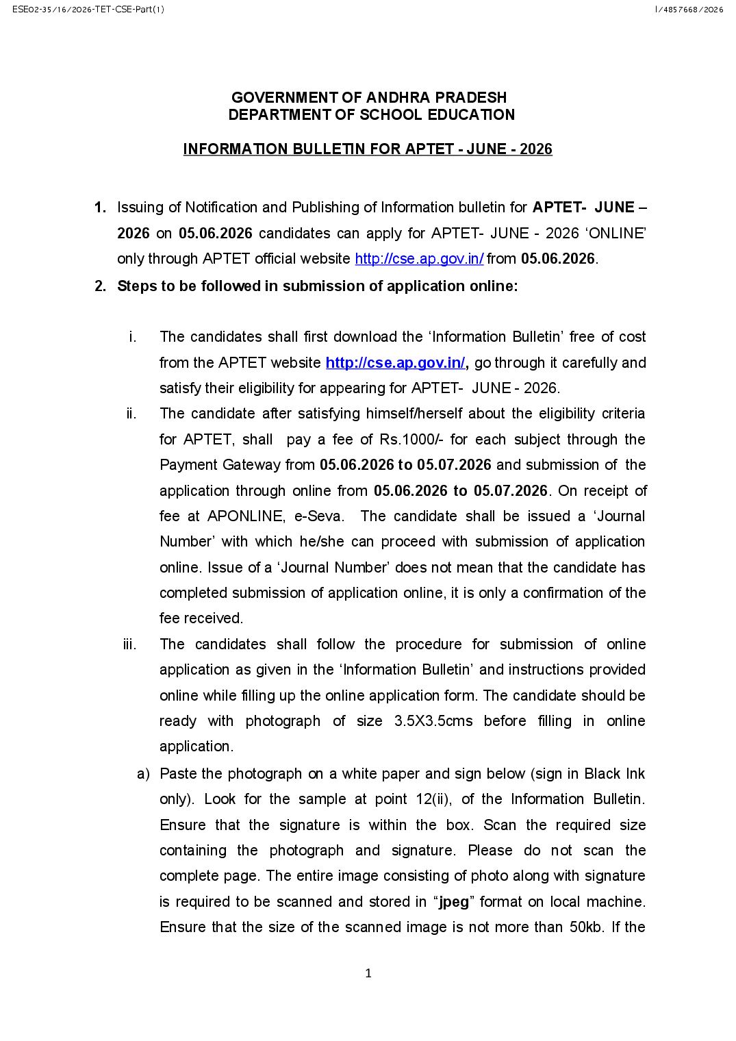 APTET 2026 Information Bulliten - Page 1 of 22